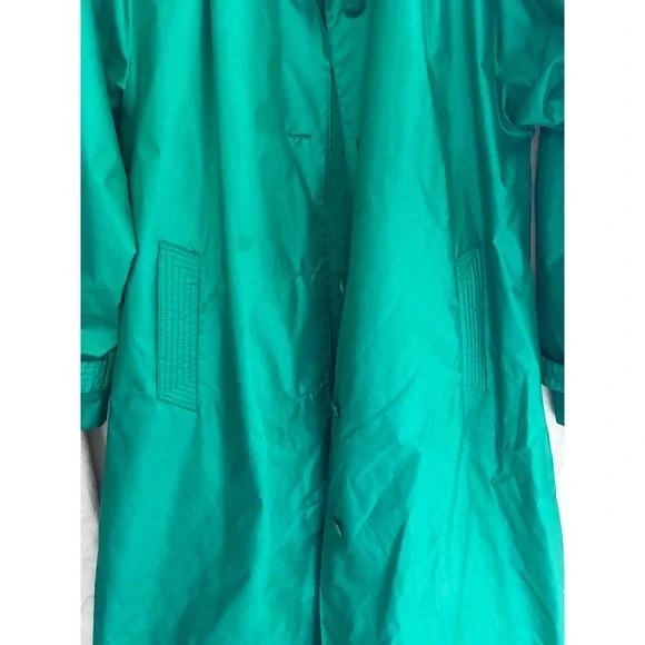 Windsor Bay Vintage Emerald Green Raincoat Long Trench Coat Womens Size 10 - Picture 9 of 16